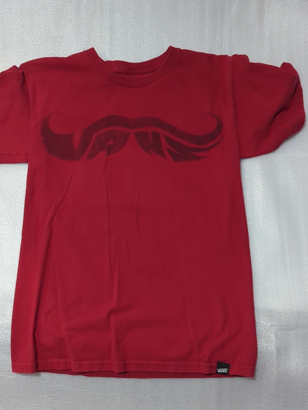 Boy's Vans Red Short Sleeve Tee with Dark Graphic Size Small